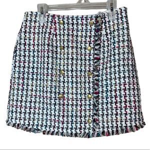 ‎Leyden Houndstooth Faux Wrap Tweed Mini Skirt